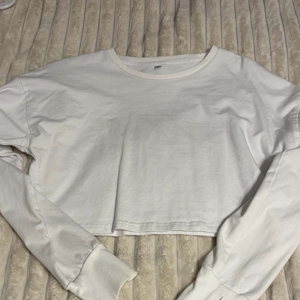White Long Sleeve Crop Top